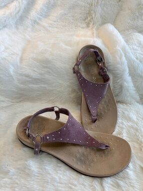 Vionic Sandals Margot Studs Suede Mauve